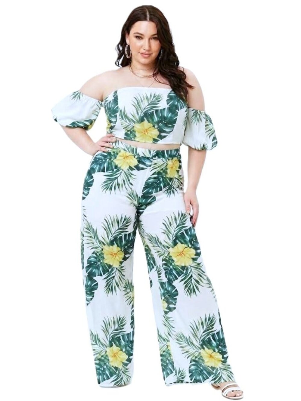 APEACH Tropical-Print Two-Piece Matching Set. Plus Size 3X